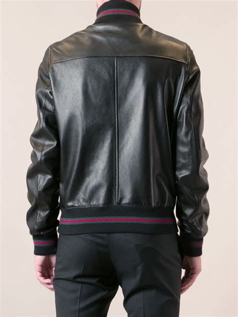 gucci black leather bomber|gucci bomber jacket men's.